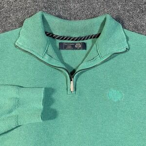 Paul Costelloe Living 1/4 Zip Pullover Jumper Mens Large Golf Casual Green Knit